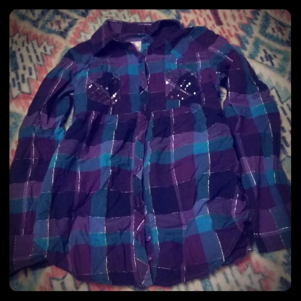Girls' Blue and Purple Justice Flannel